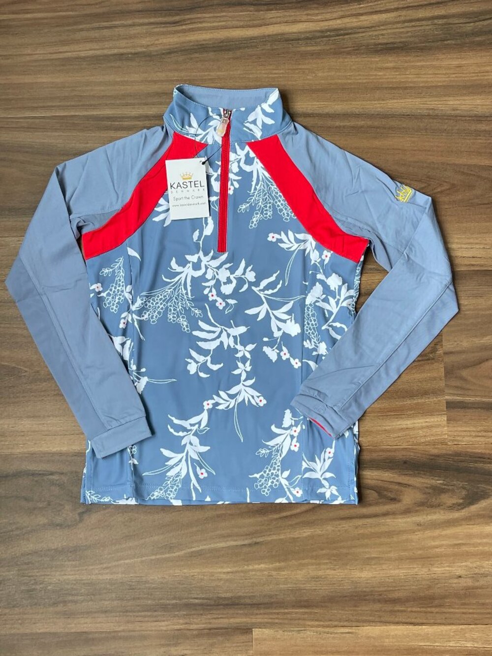 Kastel Denmark Long Sleeve Equestrian Shirt - Denim Blue Floral - Youth Small